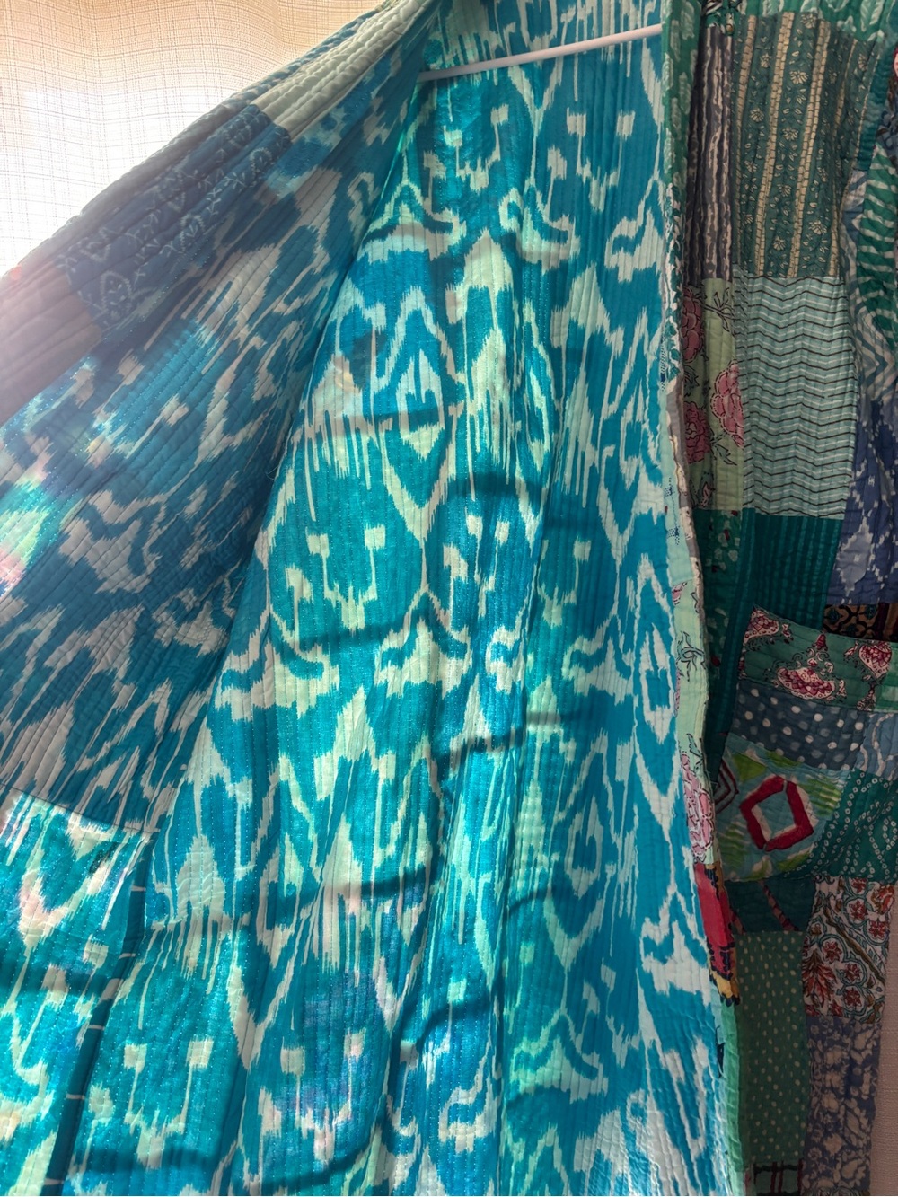 Patchwork Turquoise Kantha-Style - Picture 3 of 7